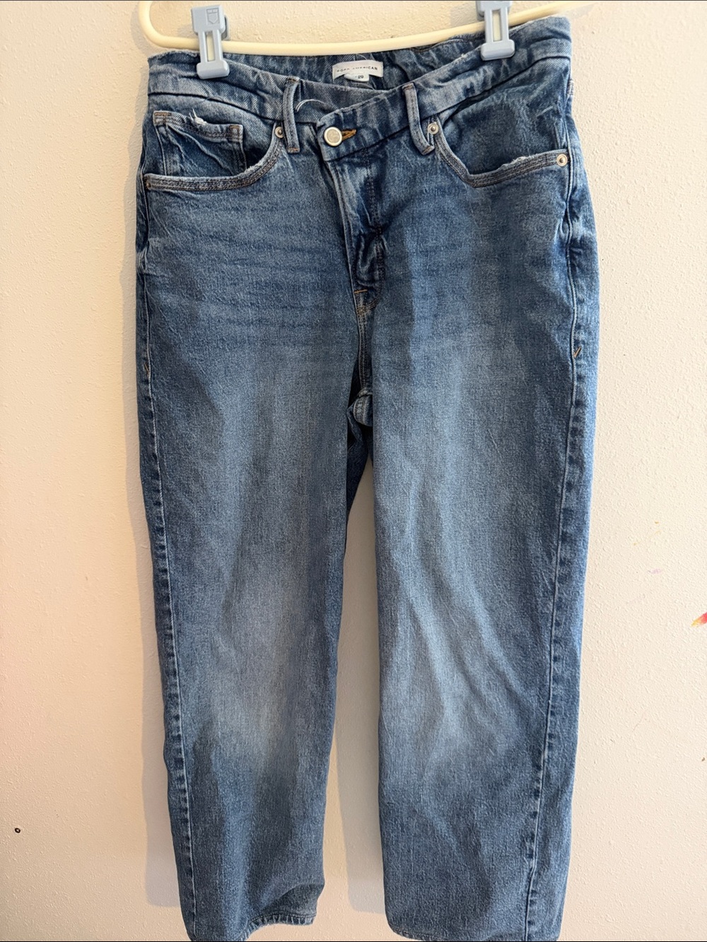 Cross wait Straight-Leg Blue good American